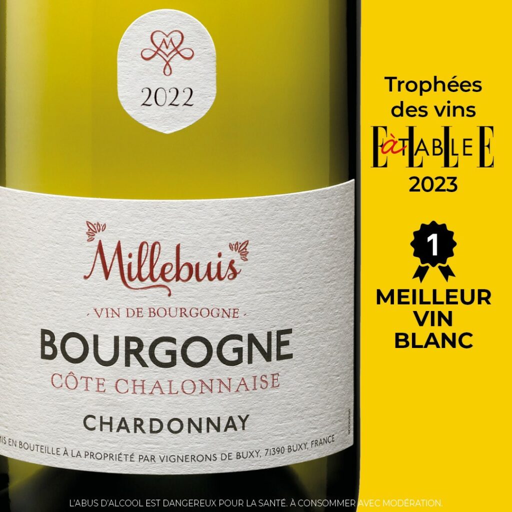 NOTRE BOURGOGNE CÔTE CHALONNAISE CHARDONNAY 2022 ÉLU MEILLEUR VIN BLANC - TROPHÉES ELLE À TABLE